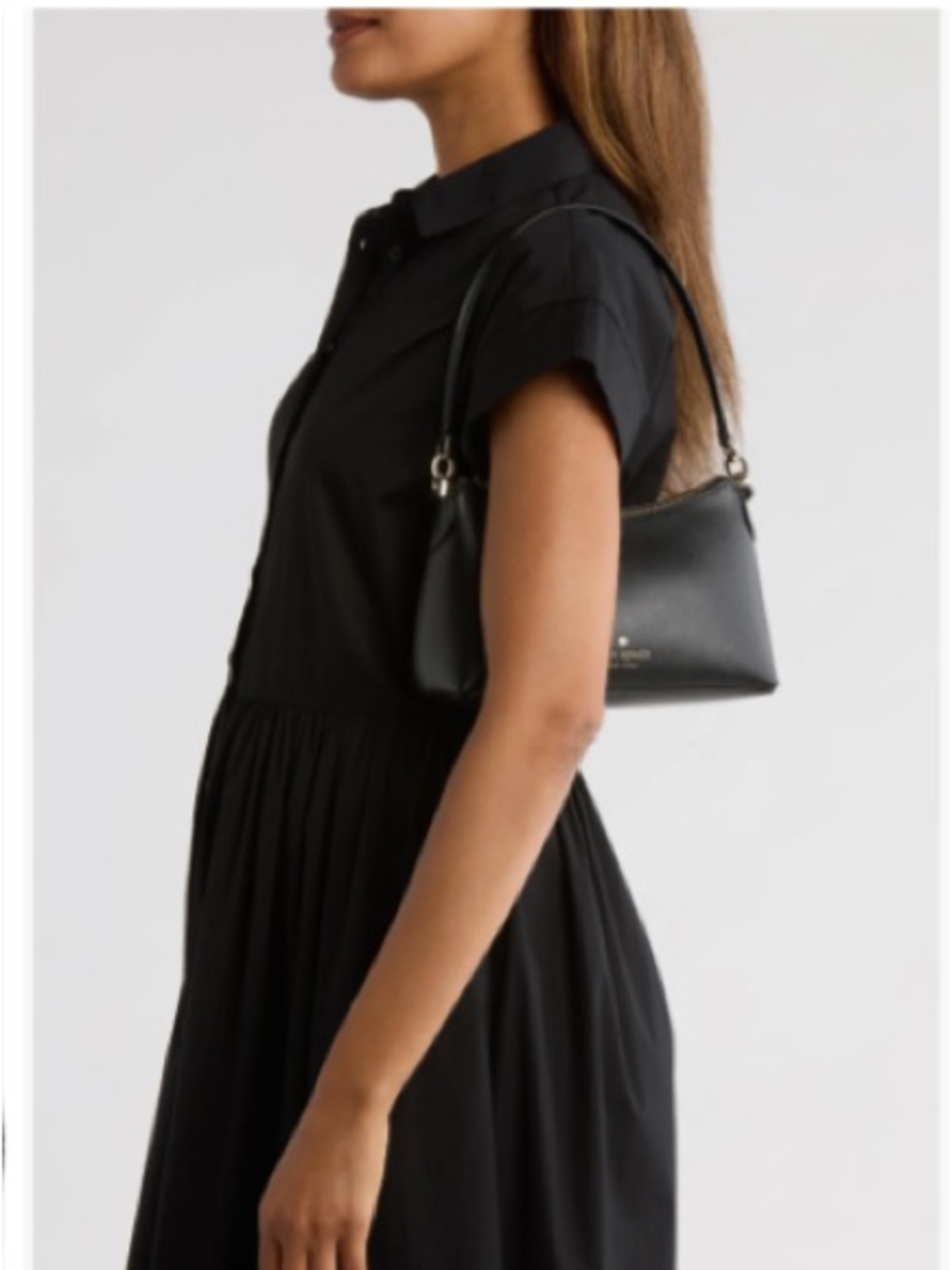 KATE SPADE Sadie small shoulder bag saffiano pebbled leather black